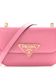 Box Calfskin Triangle Embleme Flap Shoulder Bag Begonia