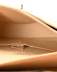 Caviar Quilted Medium Double Flap Beige