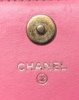 Lambskin Quilted Boy Square Wallet on Chain WOC Pink