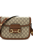 GG Supreme Monogram Azalea Calfskin Horsebit 1955 Shoulder Bag Beige Brown Sugar