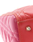 Lambskin Cannage Medium Bi-Color Lady D1OR Orange Fuchsia