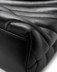 Calfskin Y Quilted Monogram Medium Loulou Chain Satchel Black
