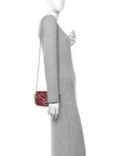 Azalea Calfskin Enamel Matelasse Diagonal Super Mini Torchon GG Marmont Shoulder Bag New Cherry Red Wild Rose