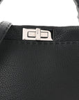 Cuoio Romano Selleria Bi-Color Large Peekaboo Iconic Satchel Black Mou
