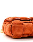 Suede Maxi Intrecciato Padded Chain Cassette Crossbody Bag Maple