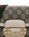 GG Supreme Monogram Textured Dollar Calfskin Web Mini Horsebit 1955 Shoulder Bag