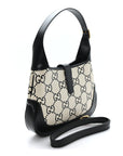 Azalea Calfskin GG Monogram Bi-Color Debossed Small Jackie 1961 Hobo Mystic White Black