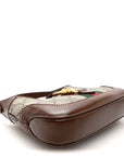 GG Supreme Monogram Azalea Calfskin Web Mini Jackie 1961 Hobo Beige Ebony Brown Sugar