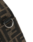 Recycled Fabric Jacquard Vitello Grace FF 1974 Baguette Belt Pouch Tobacco Moro Black