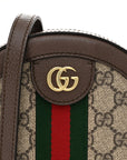 GG Supreme Monogram Web Mini Ophidia Round Shoulder Bag Brown
