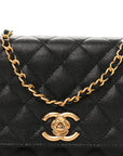 Caviar Quilted Camellia Wallet On Chain WOC Black
