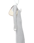 Canvas Calfskin Ava Triomphe Shoulder Bag White