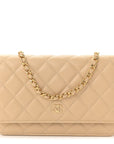 Caviar Quilted Wallet on Chain WOC Beige