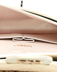 Iridescent Lambskin Quilted Medium Double Flap Ivory