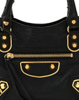 Chevre Gold Metallic Edge Hardware Mini City Black
