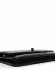 Lambskin Quilted Trendy CC Wallet On Chain WOC So Black