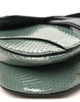 Beaded Calfskin Snakeskin Mini Saddle Bag Green