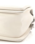 Lambskin Iridescent PVC Chevron Quilted Medium Boy Flap White Silver