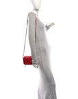 Caviar Quilted Filigree Vanity Clutch With Chain Red