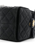 Washed Denim Quilted Small CHNL 25 Handbag Black