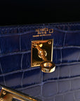 Shiny Alligator Mini Kelly Sellier 20 Bleu Roi