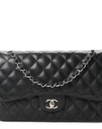 Caviar Quilted Jumbo Double Flap Black