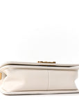 Caviar Calfskin Chevron Medium Boy Flap White