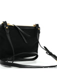 Tessuto Nylon Soft Calf Double Zip Crossbody Bag Black
