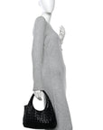 Nappa Intrecciato Small Campana Shoulder Bag Black