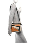 Calfskin Small Puzzle Bag Amber Light Oat Black