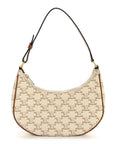 Canvas Calfskin Ava Triomphe Shoulder Bag White