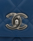 Lambskin Quilted Small Trendy CC Flap Dual Handle Bag Blue
