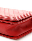 Calfskin Quilted New Medium Boy Flap Red