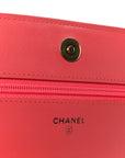 Caviar Quilted Boy Wallet On Chain WOC Dark Pink