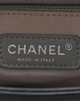 Calfskin Double Stitch Large Boy Flap Navy Blue