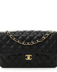 Caviar Quilted Jumbo Double Flap Black