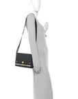 Coated Canvas Calfskin Vintage Check Medium Note Crossbody Bag Black
