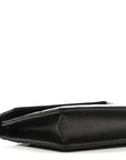 Grain De Poudre Matelasse Chevron Monogram Envelope Chain Wallet Black