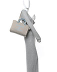 Mixed Fibers Calfskin Small Deauville Tote Grey Light Blue