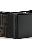 Recycled Fabric Jacquard Vitello King FF 1974 Baguette Soft Trunk Phone Pouch Brown