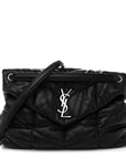 Lambskin Quilted Medium Loulou Puffer Monogram Chain Satchel Black