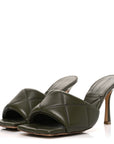 Nappa Quilted Rubber Lido Mule Sandals 39 Khaki