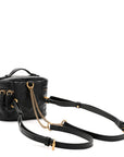 Calfskin Matelasse Chevron Mini GG Marmont Top Handle Bag Black