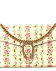 Calfskin Floral Print Mini Dionysus Chain Wallet Ivory Pink