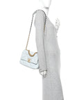 Lambskin Quilted Medium CHNL 19 Flap Light Blue