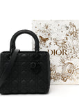 Ultra Matte Calfskin Cannage Medium Lady D1OR Black
