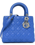 Lambskin Cannage Medium Lady D1OR Blue Persan
