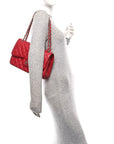 Caviar Quilted Jumbo Double Flap Dark Red