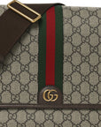 Tender GG Supreme Monogram Textured Dollar Calfskin Ophidia Messenger Bag Beige Ebony Dark Brown