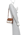 Smooth Calfskin Canvas Horseferry Print Mini Title Bag with Pocket Natural Malt Brown